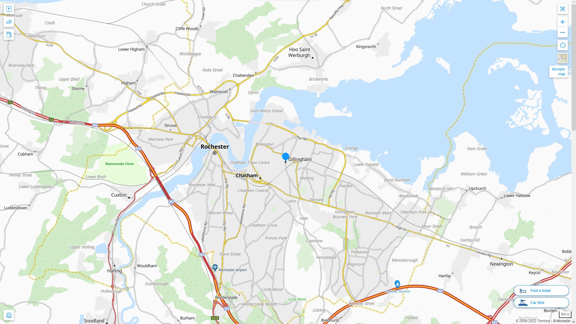 Gillingham Royaume Uni Autoroute et carte routiere